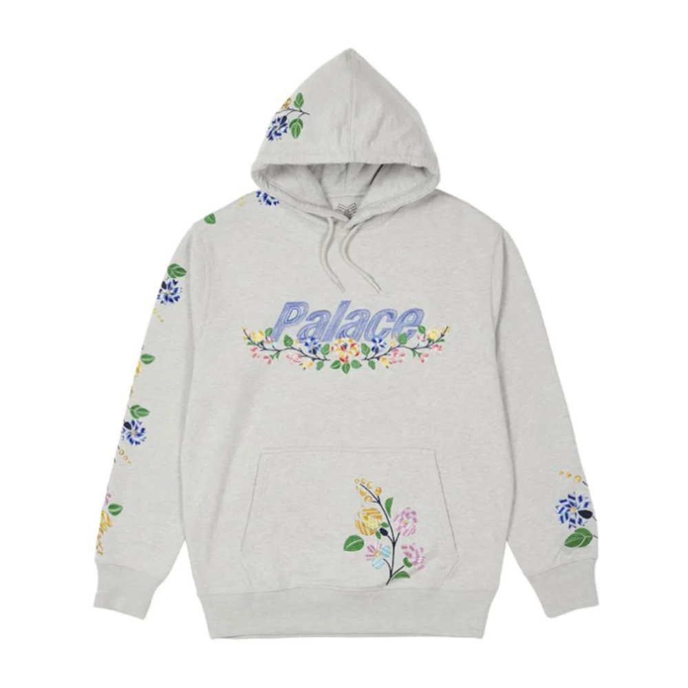 Palace Flower Stitch Hoodie - gray